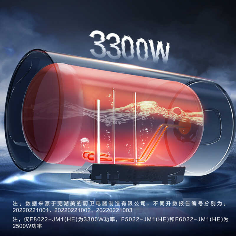 美的电热水器F80-JM1(MC5同款) 80L 3300W速热 6重安防 变频恒温 