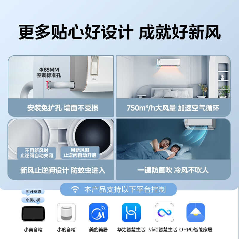 美的KFR-35GW/N8XF1-1 静新风1.5匹新一级能效智能变频空调挂机
