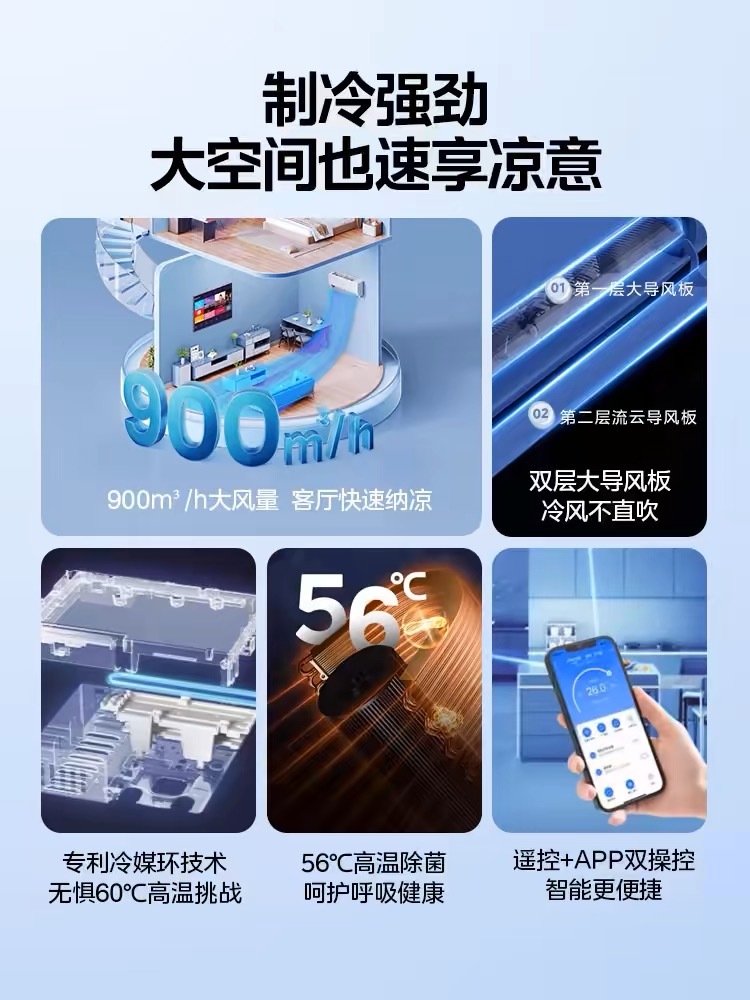 美的KFR-46GW/N8KS1-1空调 酷省电一级能效 大卧室冷量加码小2匹挂机 